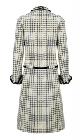 Chanel Creamy And Black Plaid Tweed Coat 