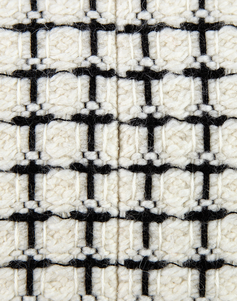 Chanel Creamy And Black Plaid Tweed Coat 