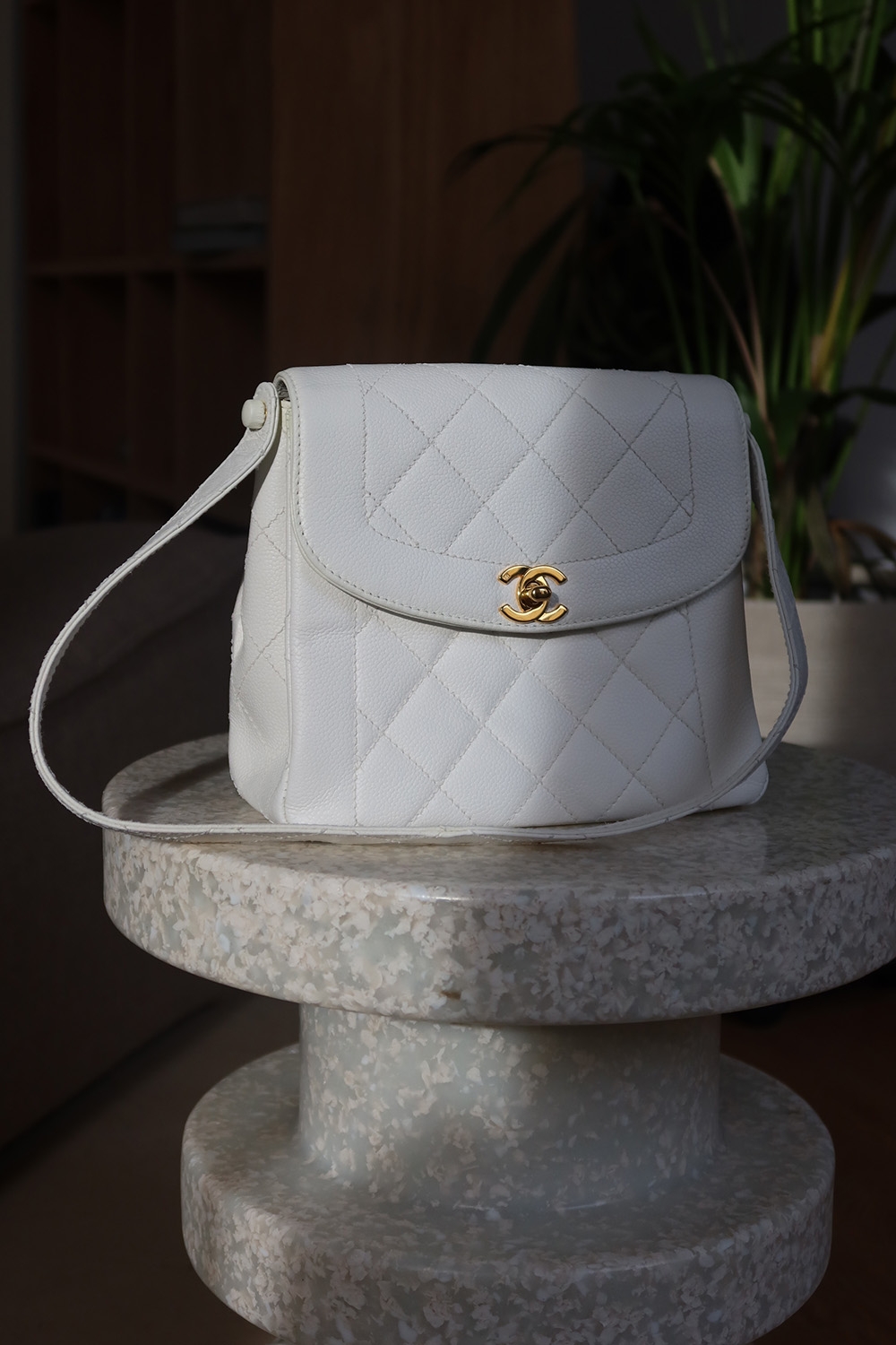Chanel White Quilted Bag