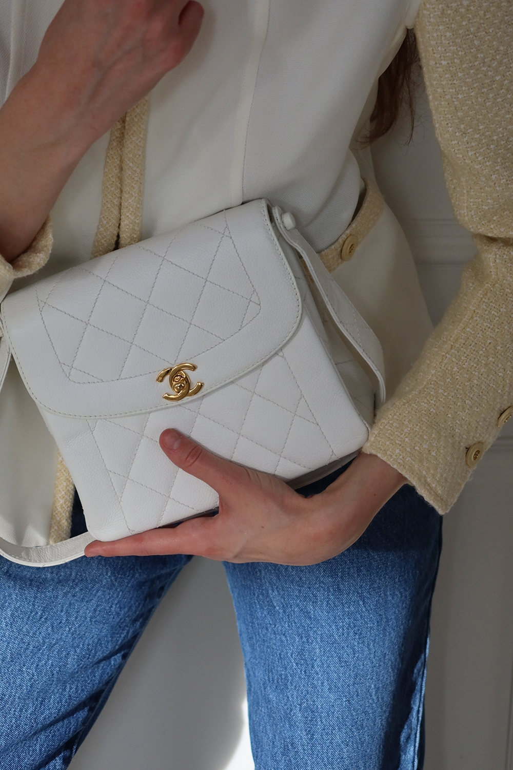 Chanel White Quilted Bag