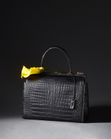 Hermès Sac Mallette Docteur Noir Porosus Bag