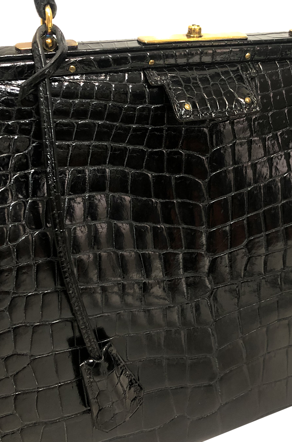 Hermès Sac Mallette Docteur Noir Porosus Bag