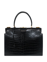 Hermès Sac Mallette Docteur Noir Porosus Bag
