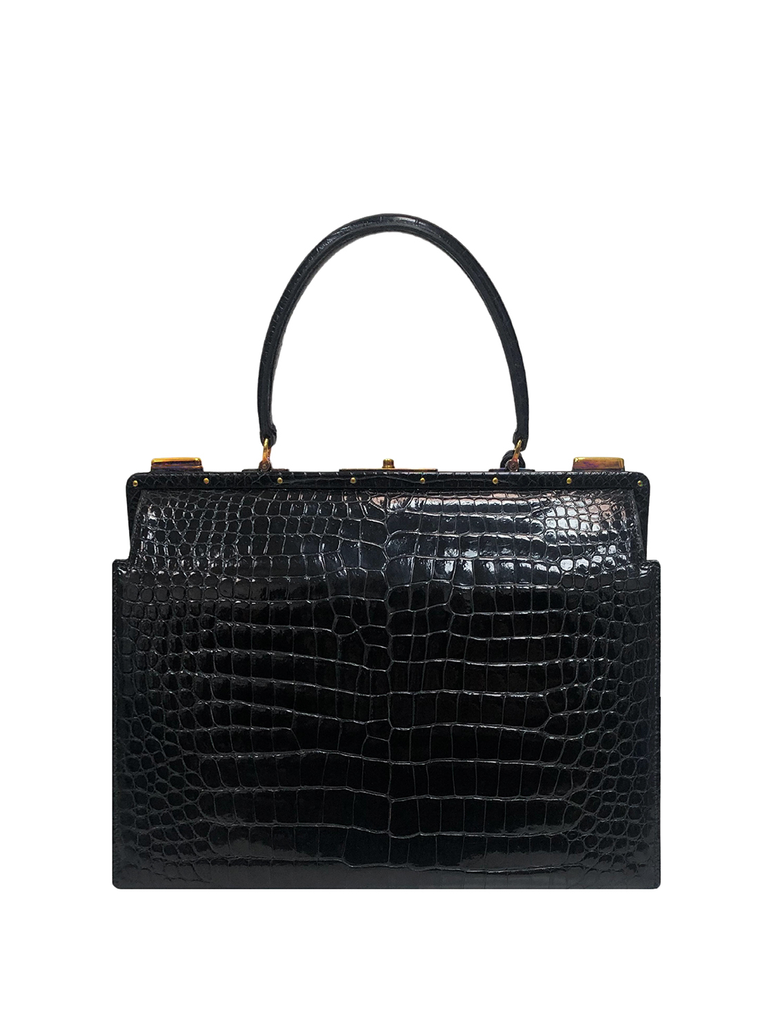 Hermès Sac Mallette Docteur Noir Porosus Bag