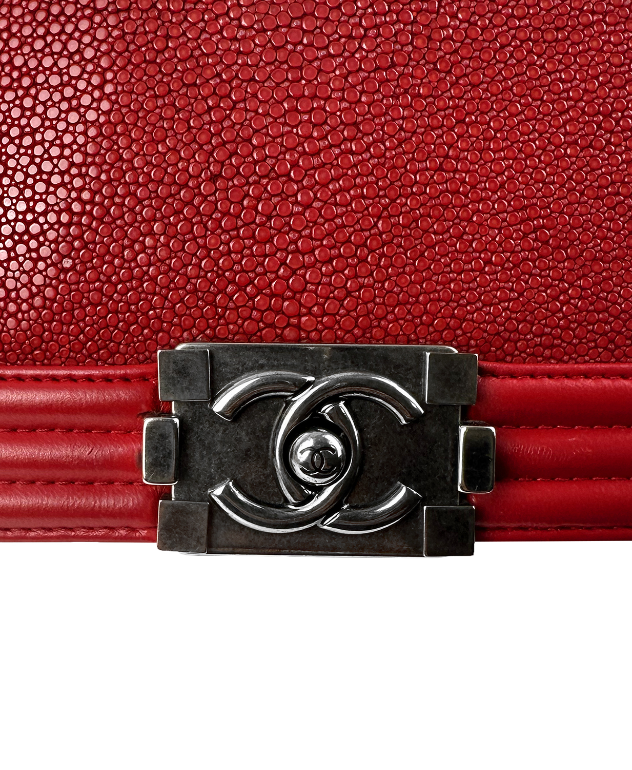 Chanel Boy Red Stingray Leather Bag