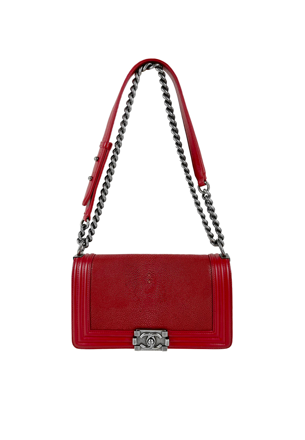 Chanel Boy Red Stingray Leather Bag