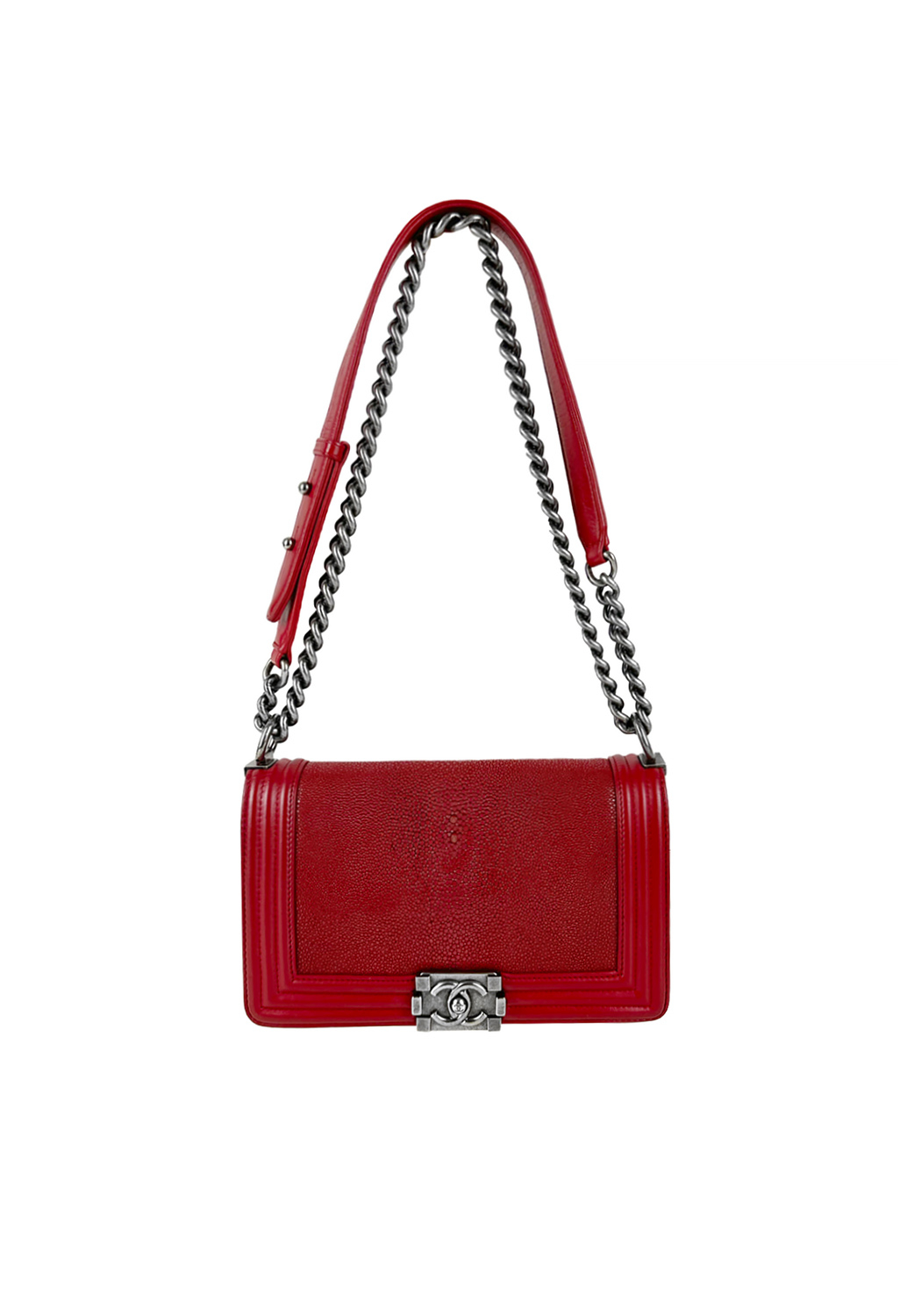Chanel Boy Red Stingray Leather Bag