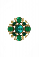 Art Green Crystals Brooch