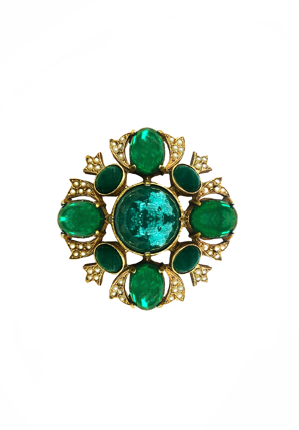 Art Green Crystals Brooch