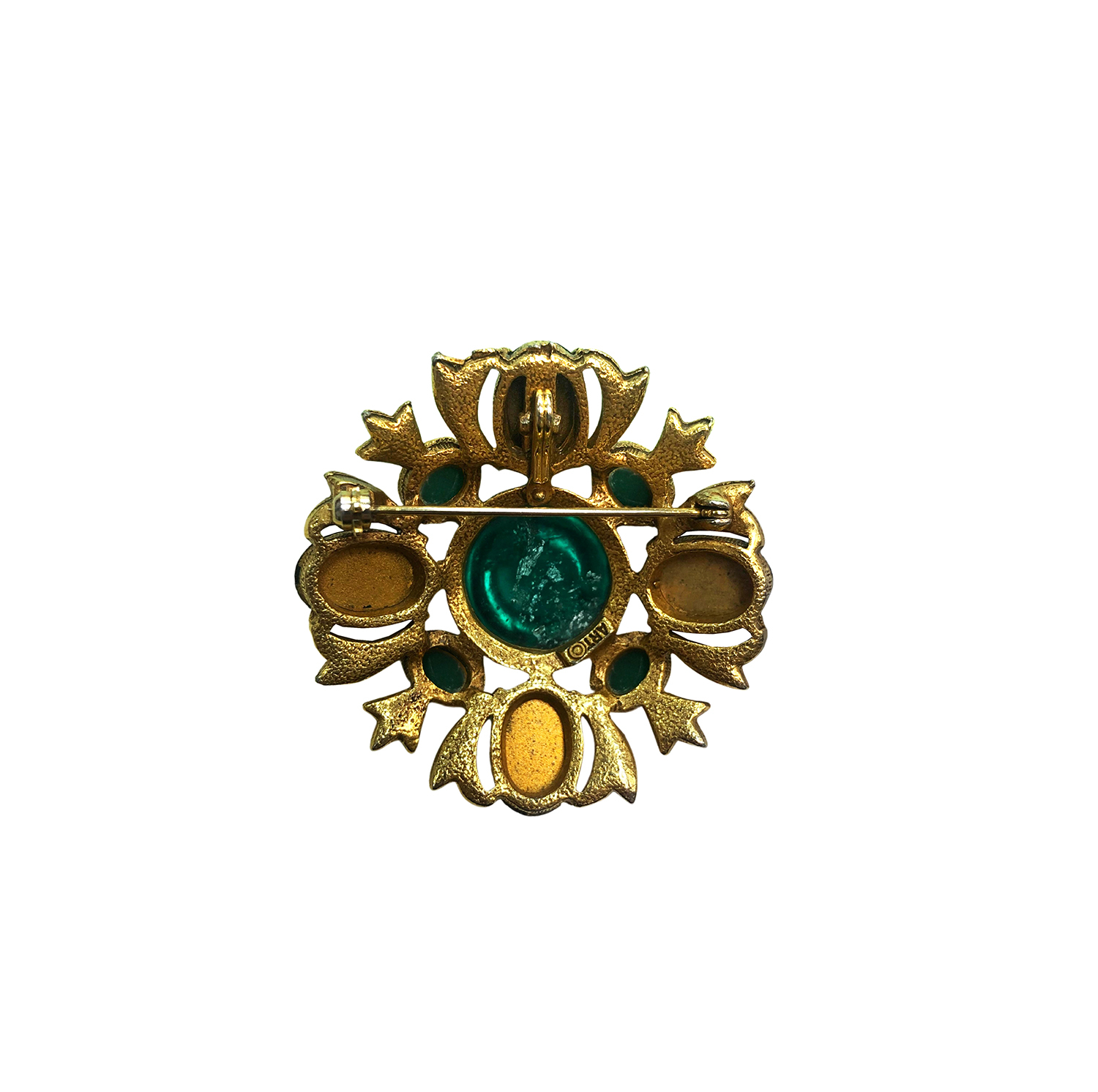 Art Green Crystals Brooch