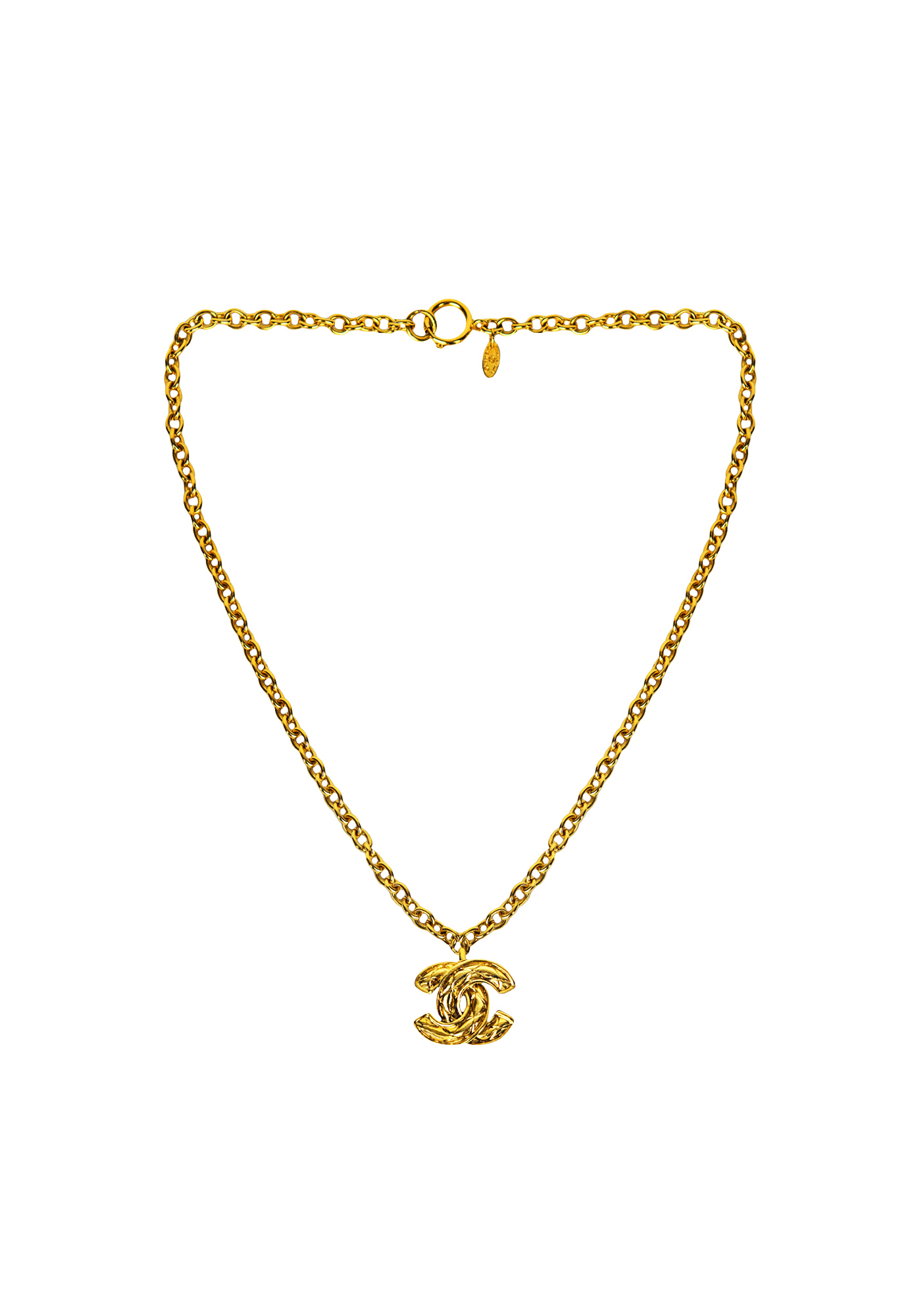 Chanel Chain Necklace With Logo Pendant