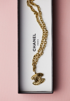 Chanel Chain Necklace With Logo Pendant