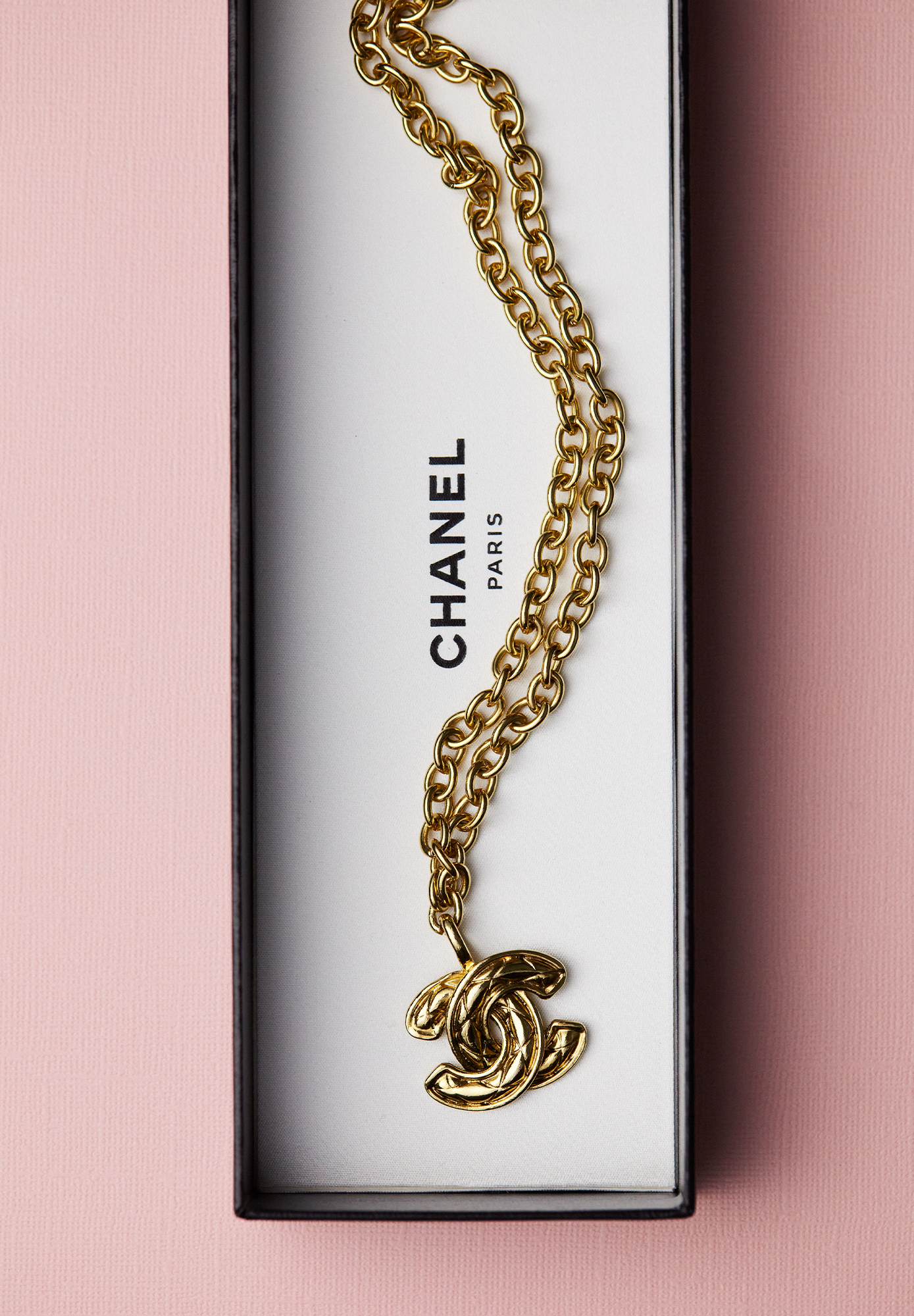 Chanel Chain Necklace With Logo Pendant