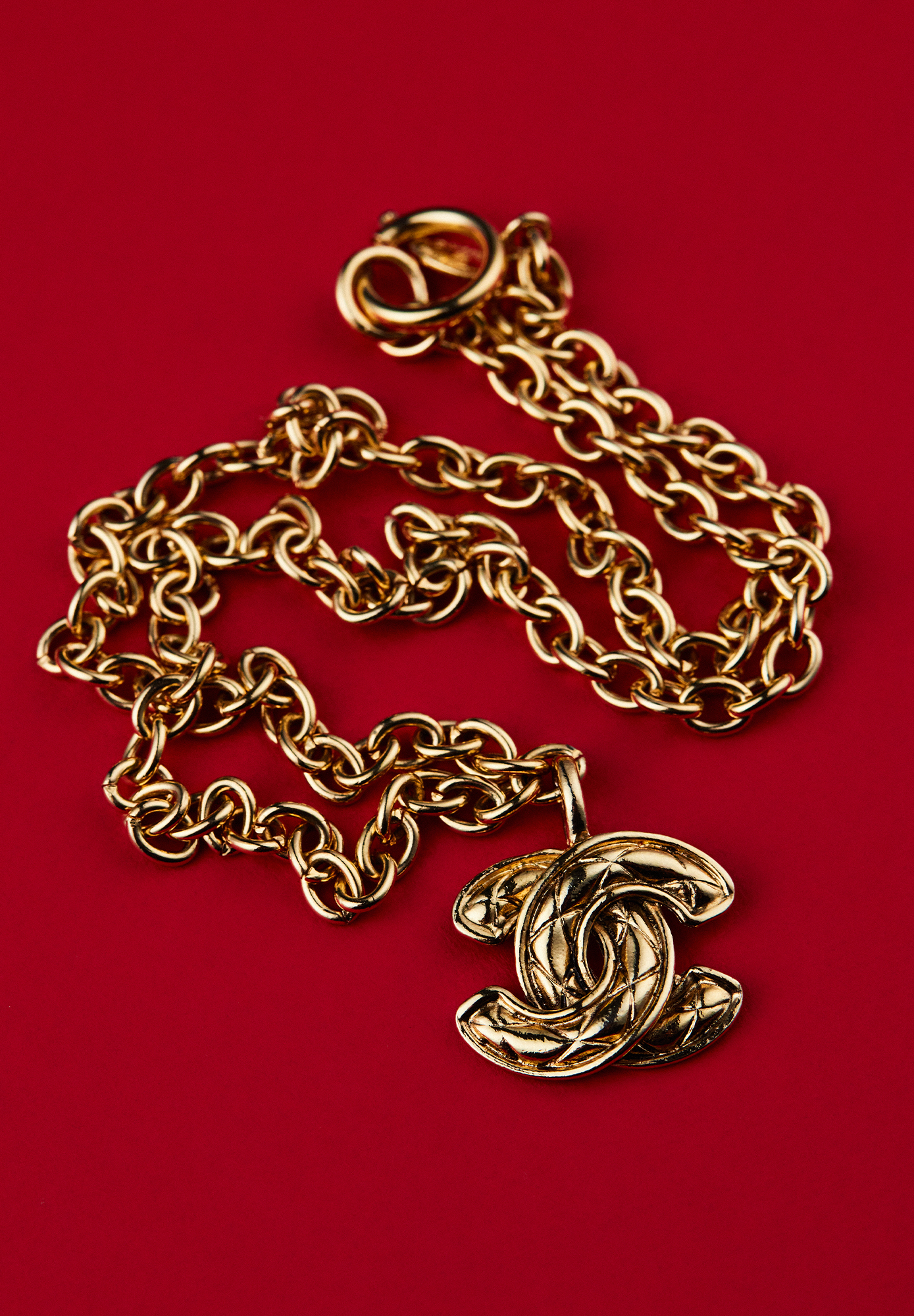 Chanel Chain Necklace With Logo Pendant