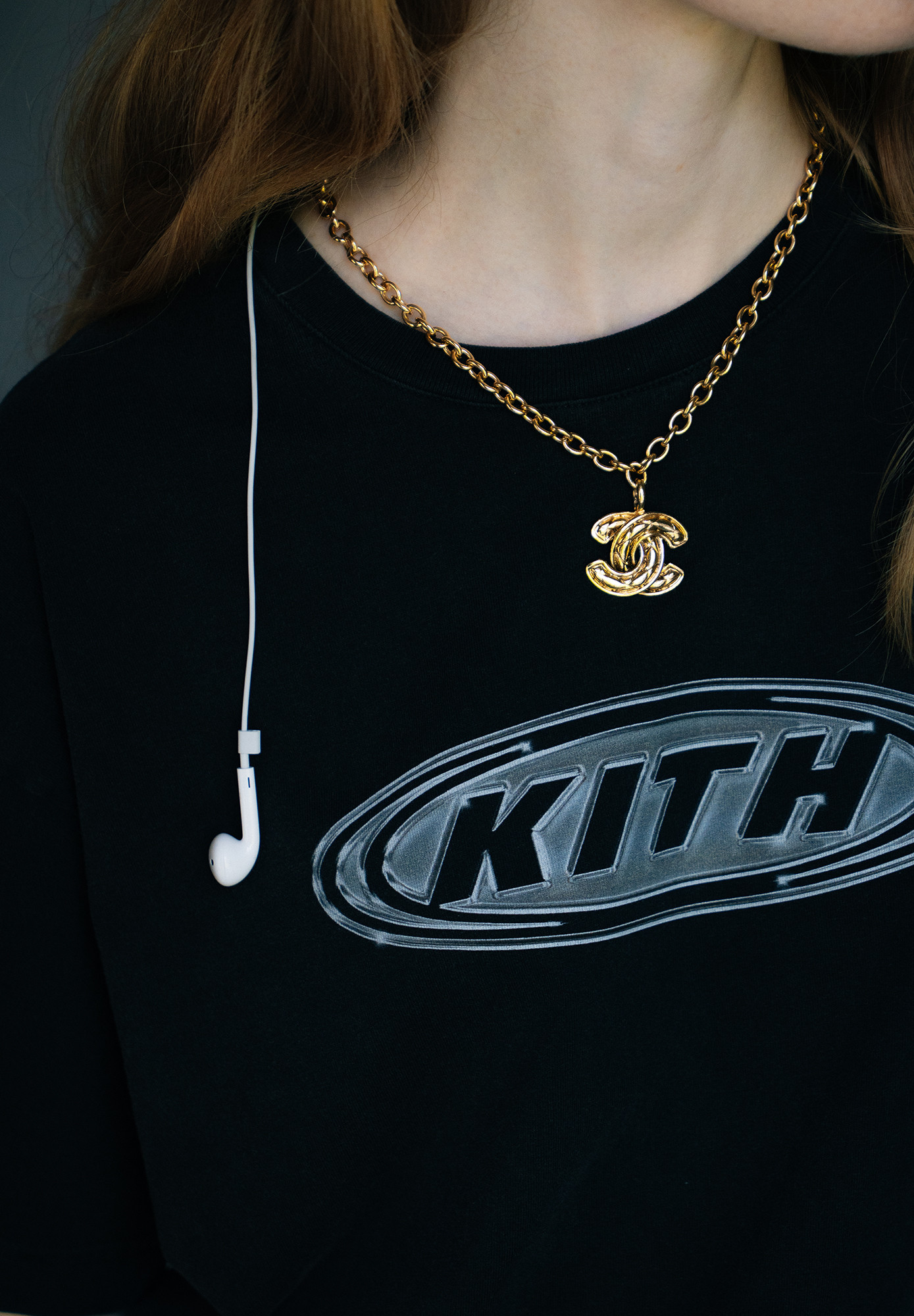 Chanel Chain Necklace With Logo Pendant