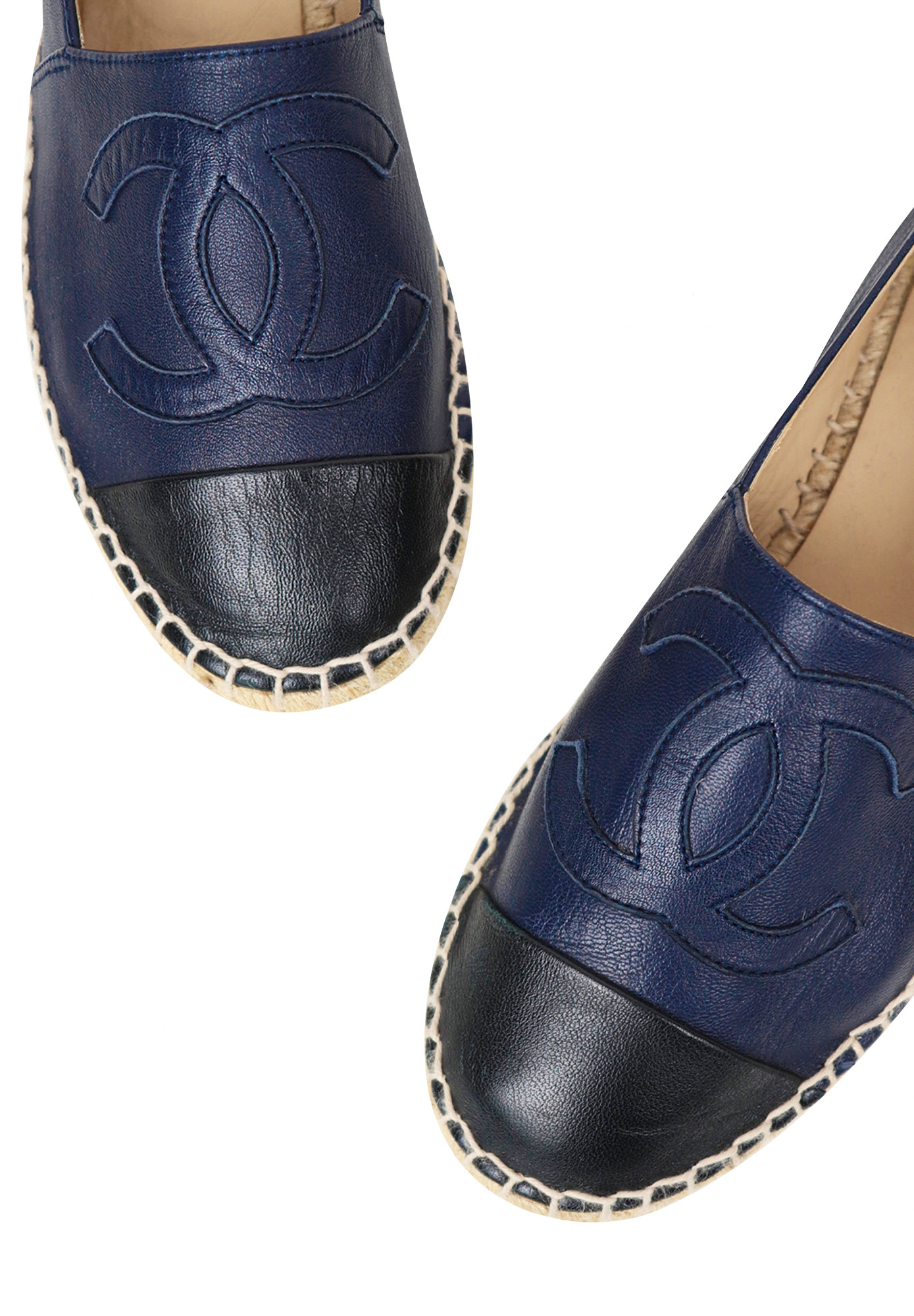 Chanel Navy Blue Espadrilles With Logo