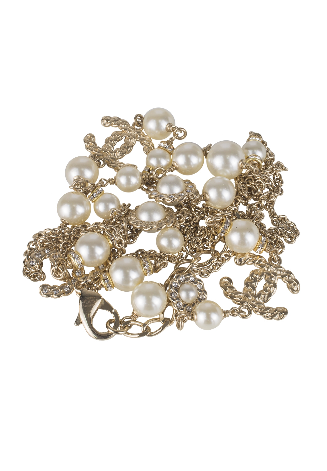 Chanel Pearl Necklace with brand logos