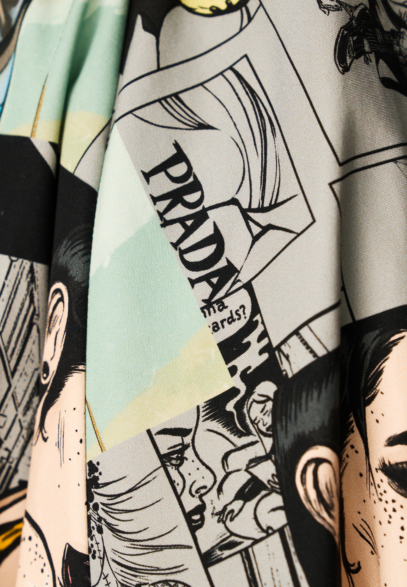 Multicolor Comic-Print Prada Skirt