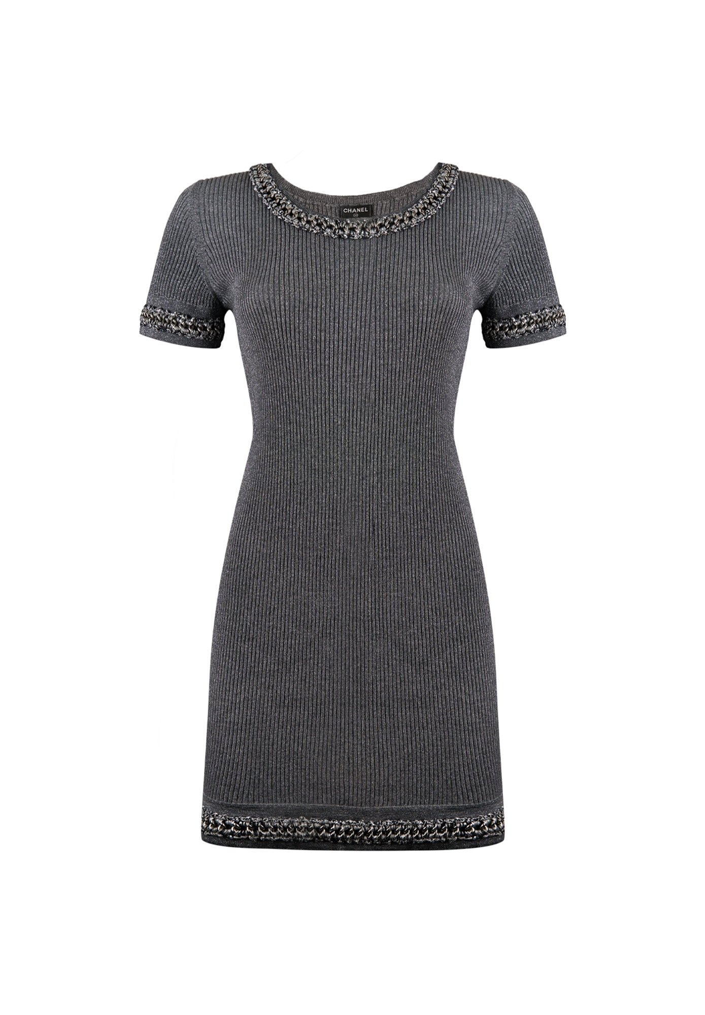 Chanel Grey Dress With Silver Chain