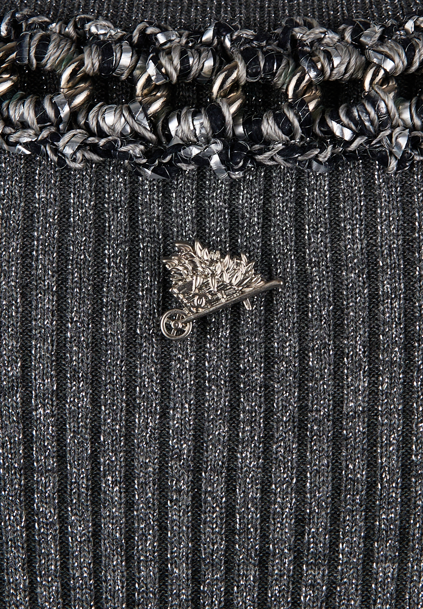 Chanel Grey Dress With Silver Chain