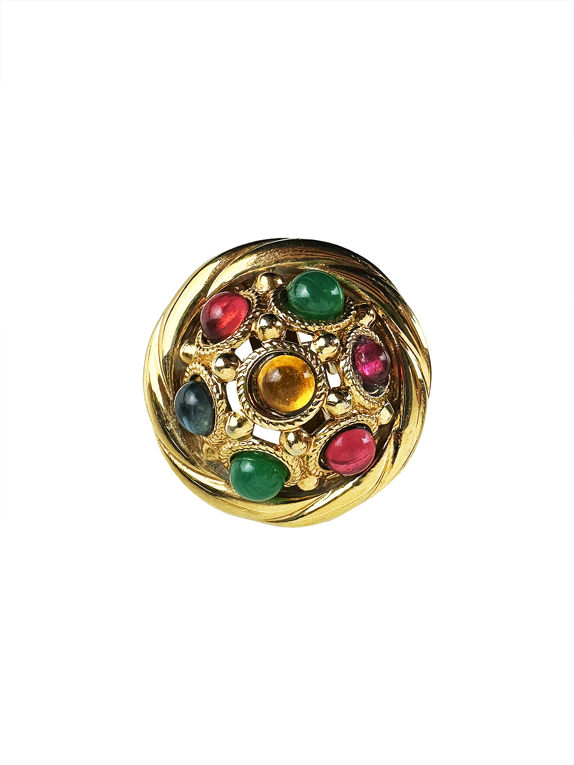 Dolman Clip-on Earrings with Colorful Crystals