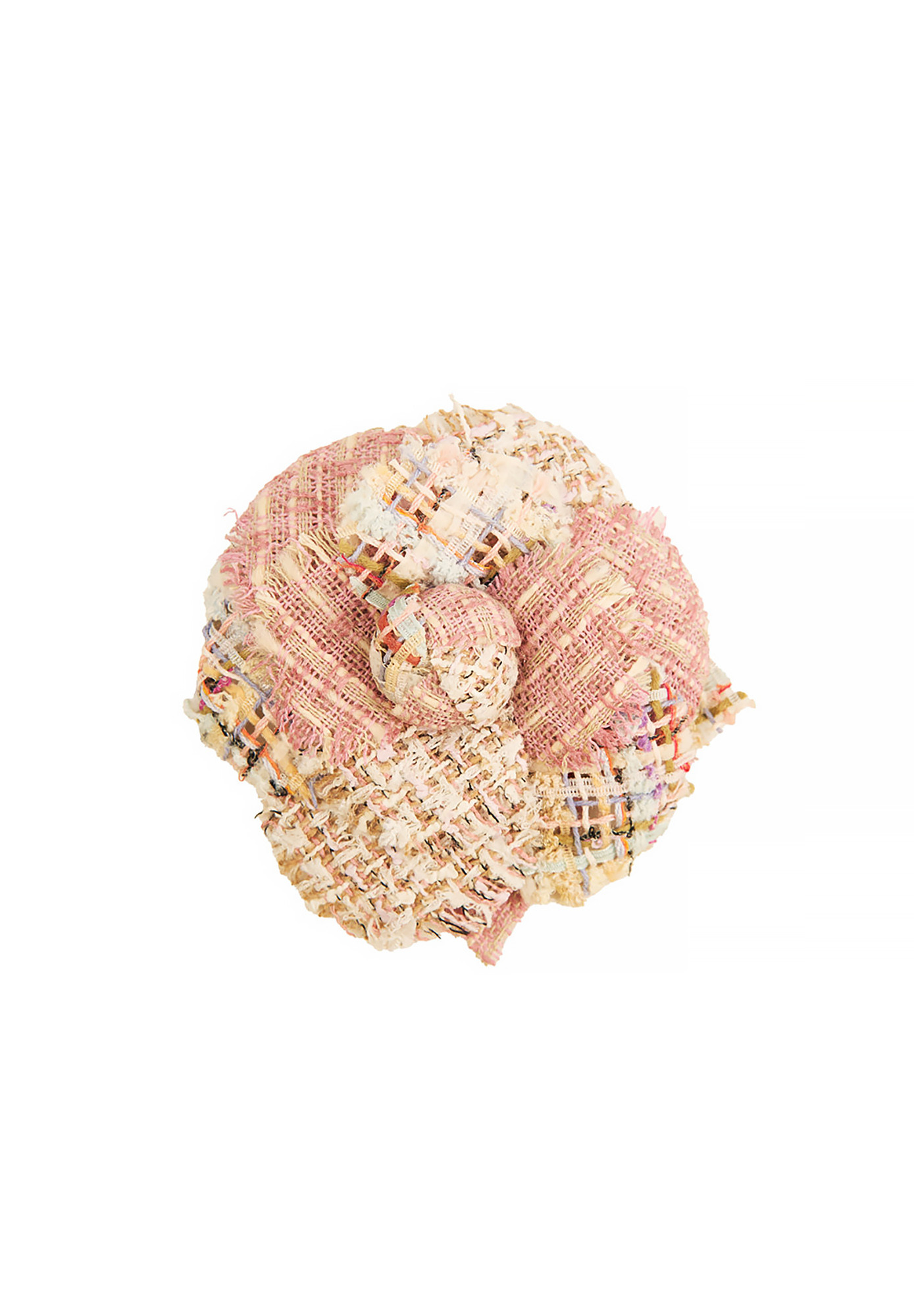 Chanel Pink Tweed Camellia Brooch