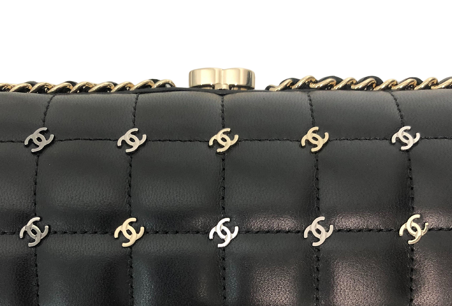 Chanel Black Quilted Chain Around Clutch