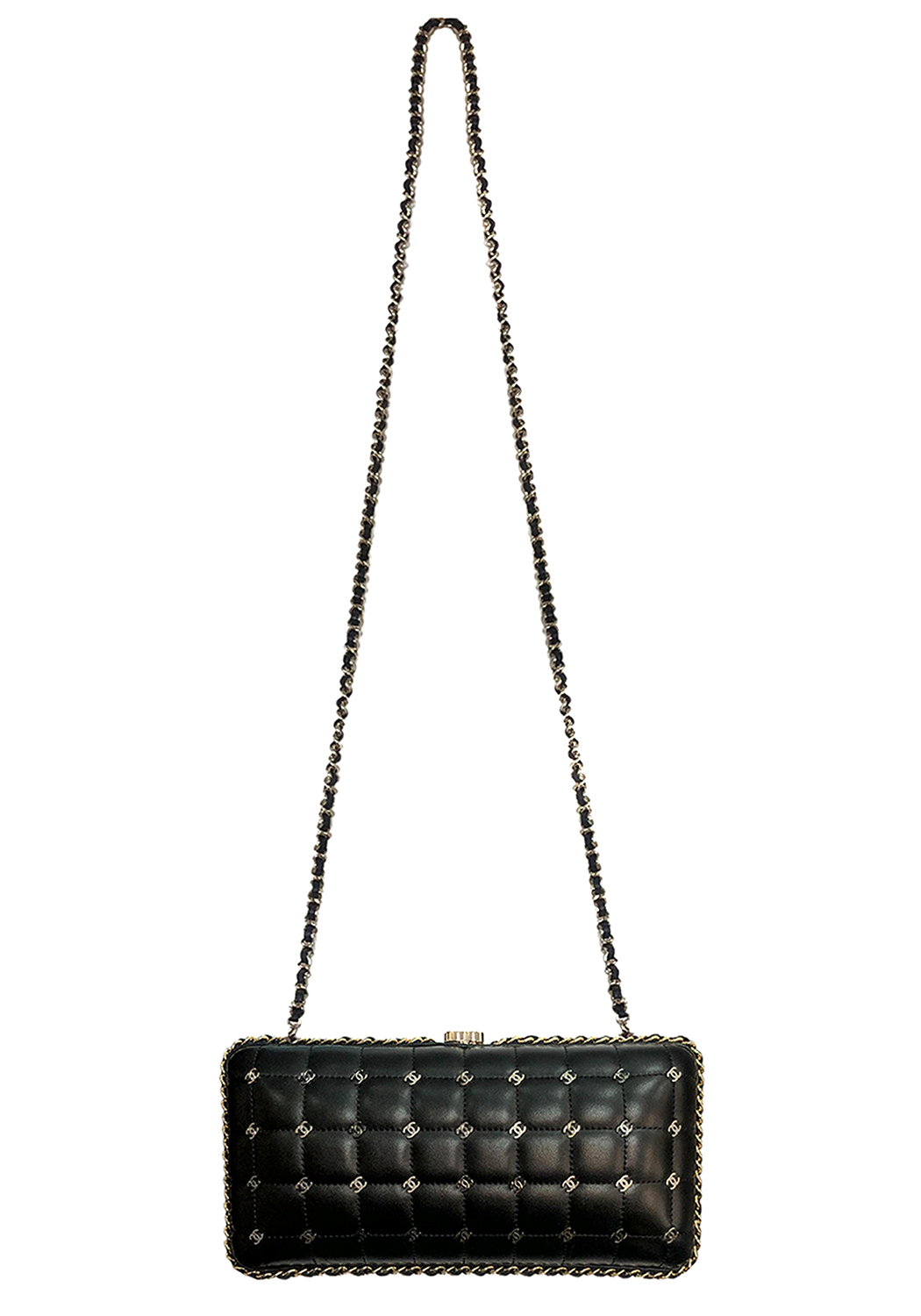 Chanel Black Quilted Chain Around Clutch