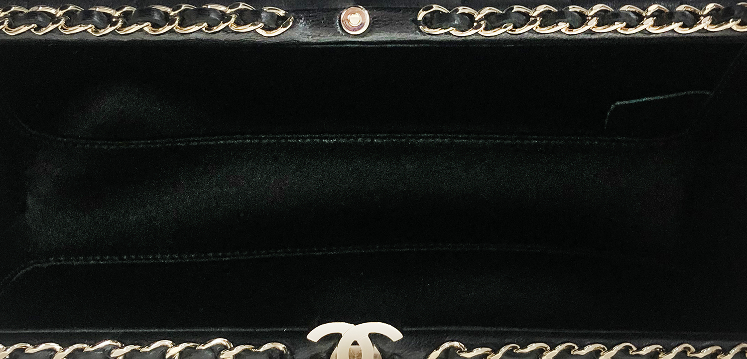 Chanel Black Quilted Chain Around Clutch