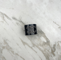 Chanel Black Crystals Logo Cuff Bracelet