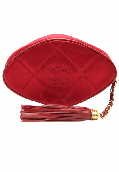 Chanel Cherry Coloured Silk Clutch