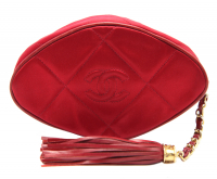 Chanel Cherry Coloured Silk Clutch