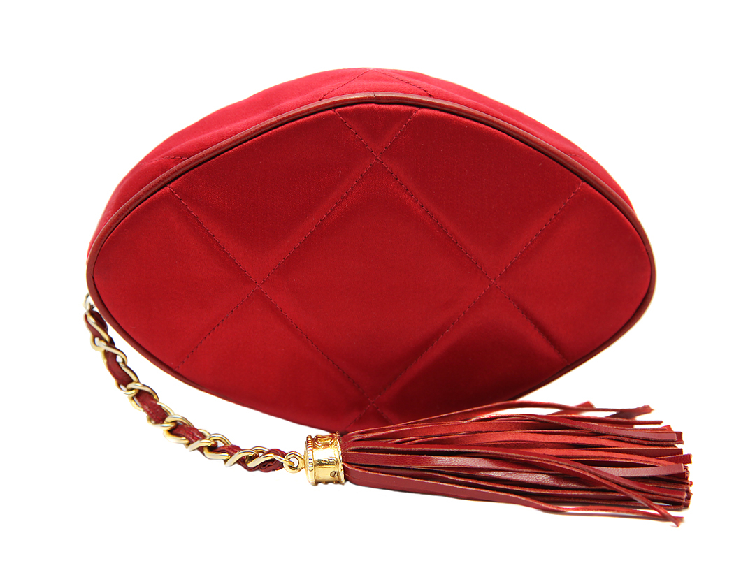 Chanel Cherry Coloured Silk Clutch