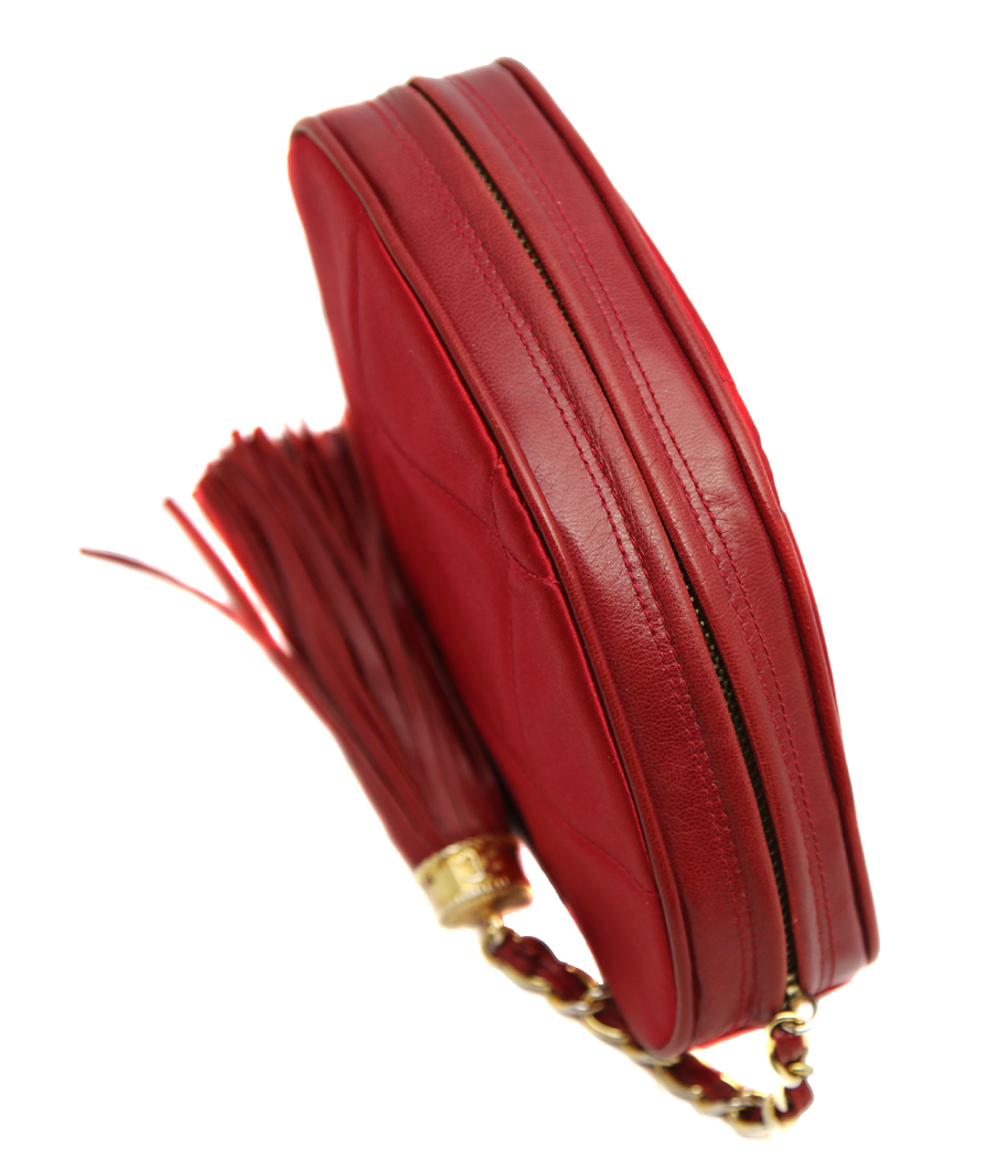 Chanel Cherry Coloured Silk Clutch
