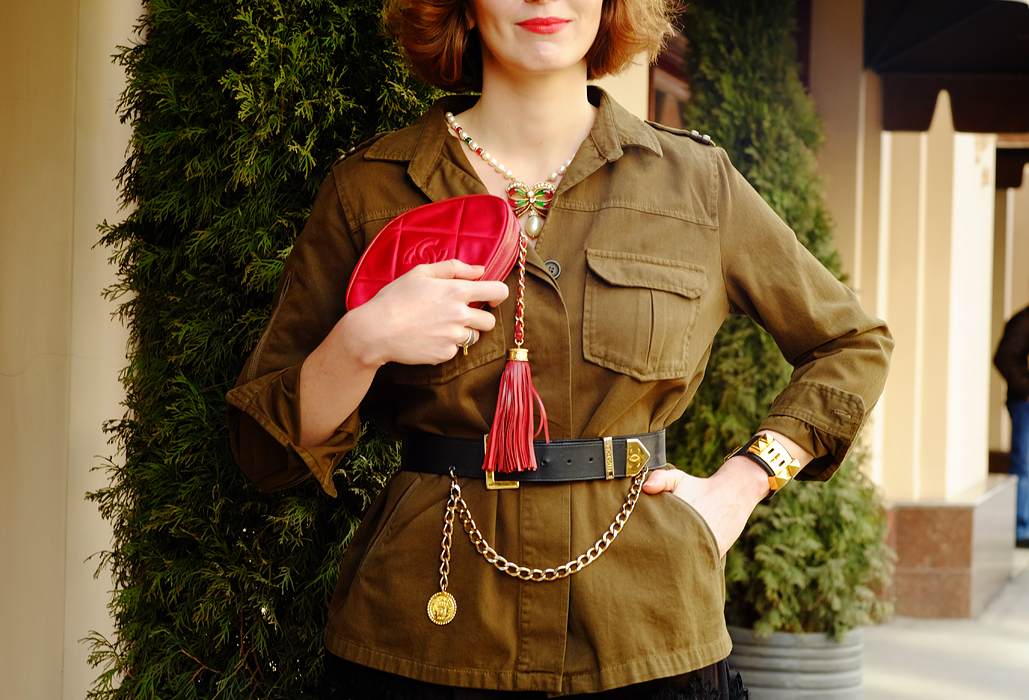 Chanel Cherry Coloured Silk Clutch