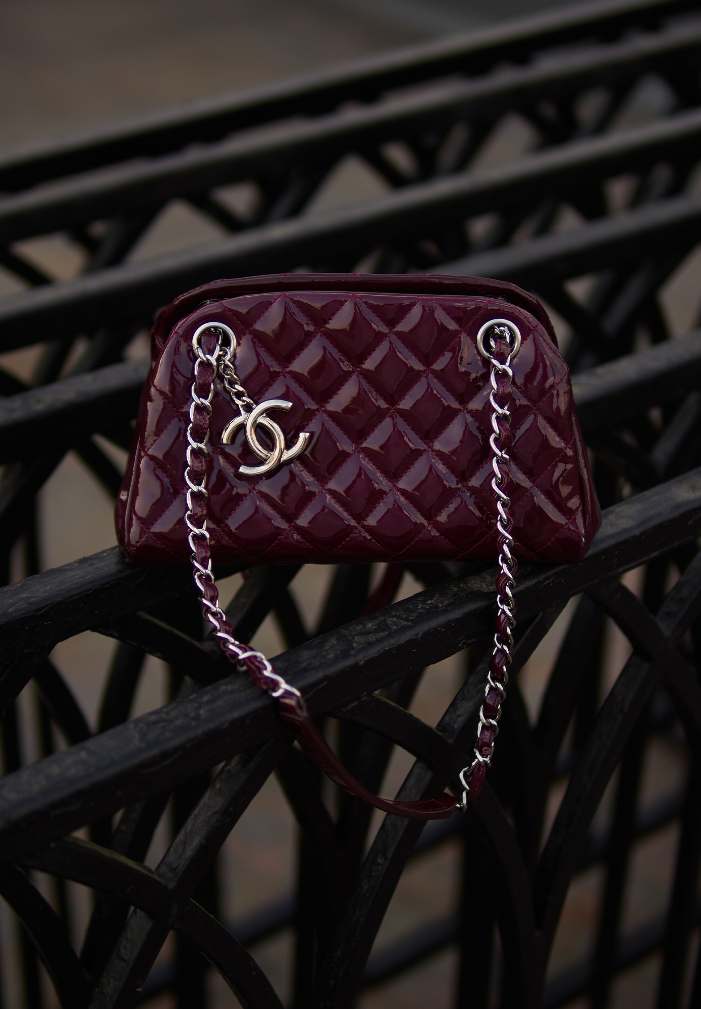 Chanel Burgundy Mademoiselle Bowling Bag
