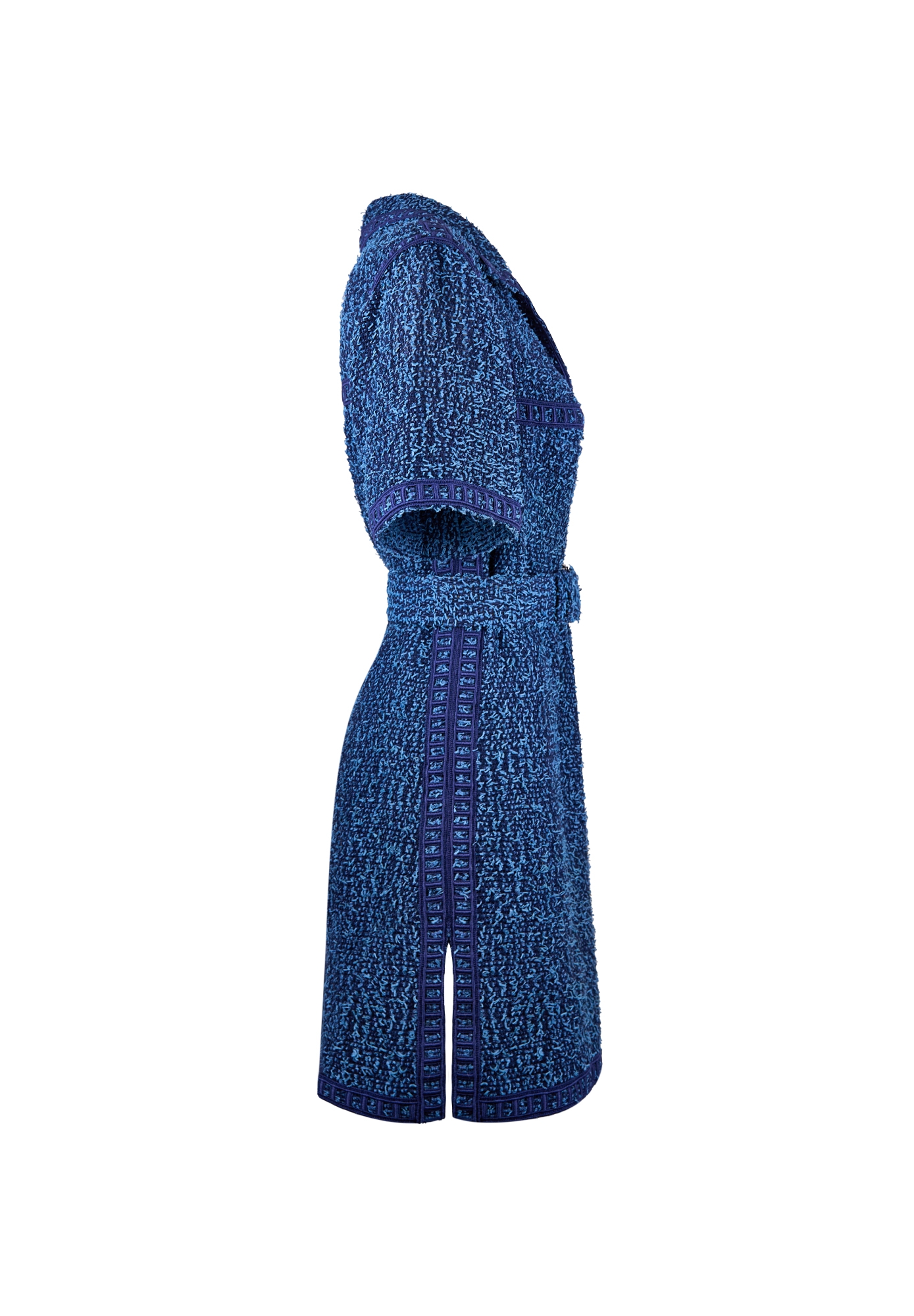Chanel Blue Tweed Dress With Belt