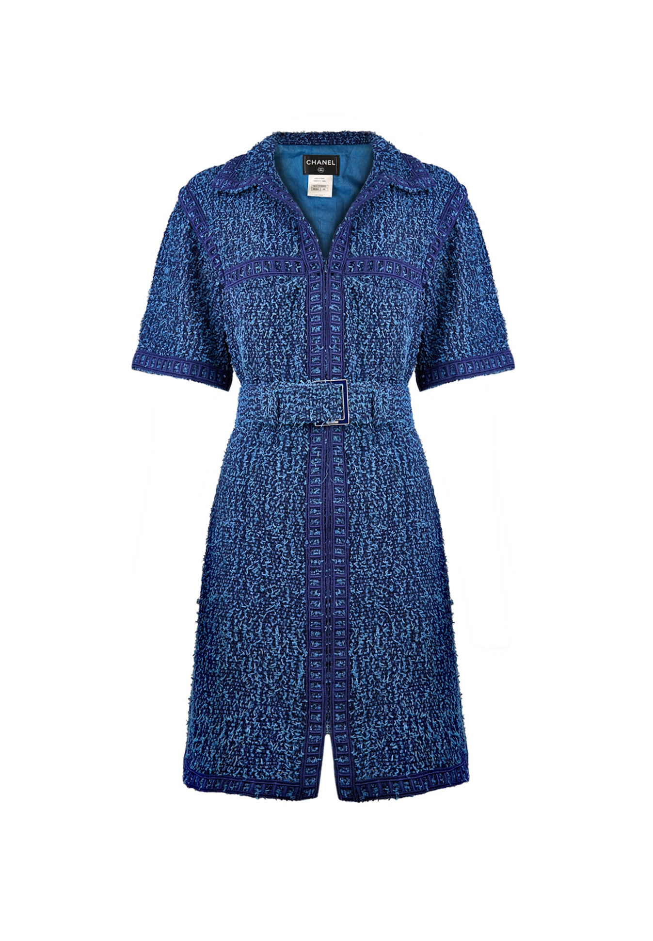 Chanel Blue Tweed Dress With Belt