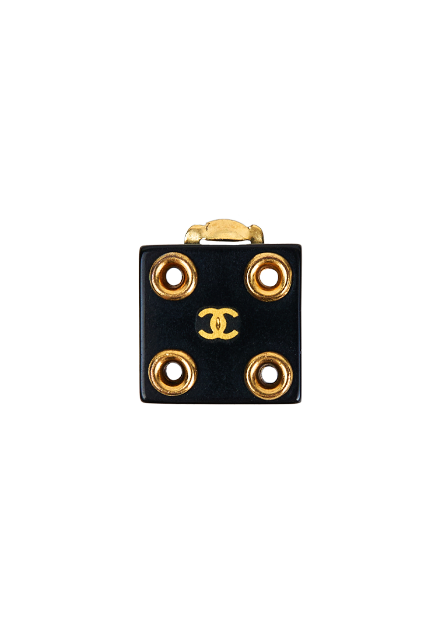 Chanel Square Clip-On Earrings With Logo