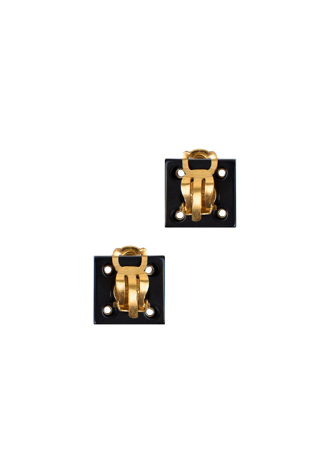 Chanel Square Clip-On Earrings With Logo