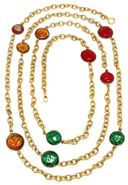 Chanel Chain Necklace With Gripoix Crystals