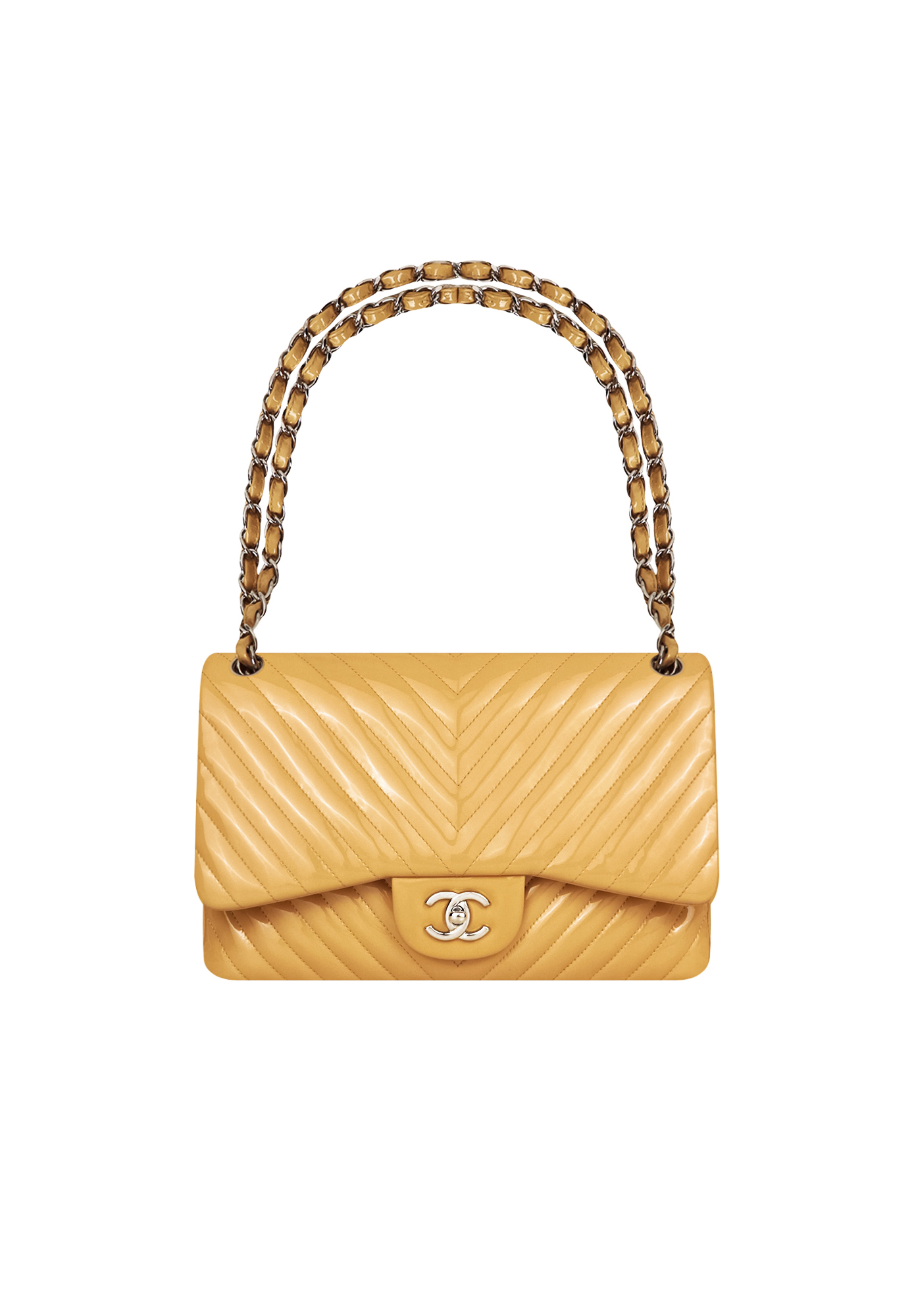 Chanel Chevron Jumbo Classic Double Flap Beige Bag