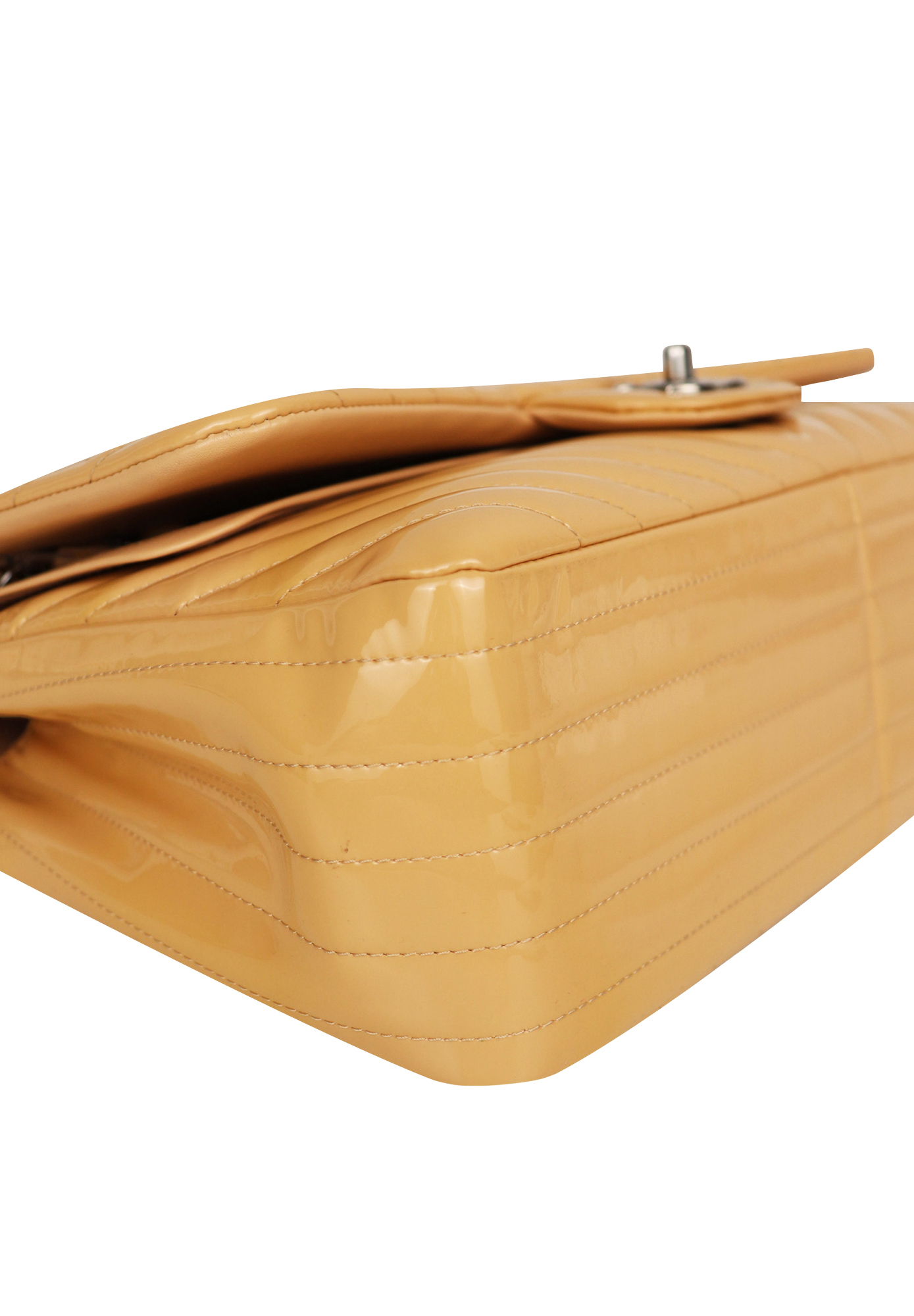 Chanel Chevron Jumbo Classic Double Flap Beige Bag