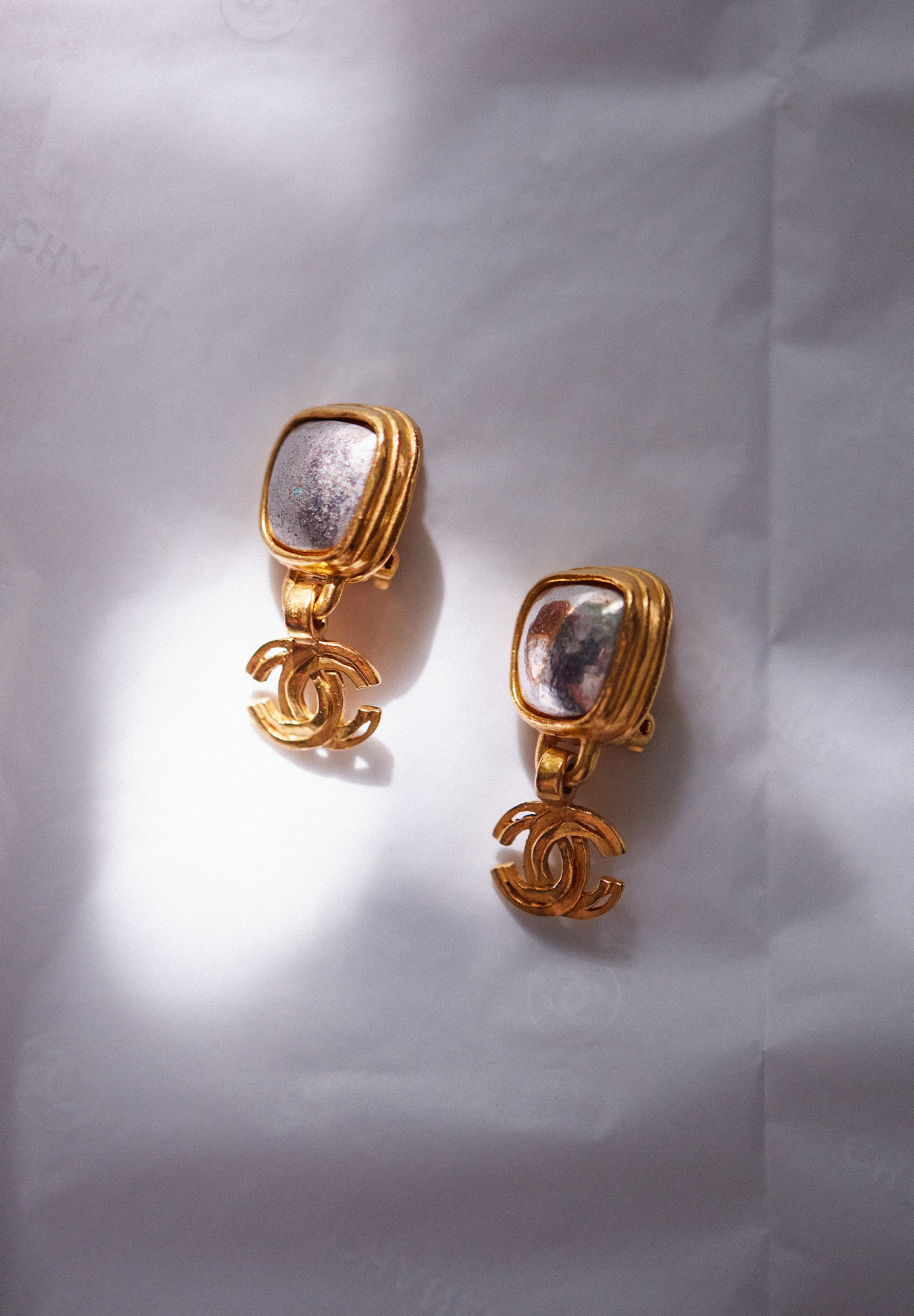Chanel Logo Pendants Clip-On Earrings
