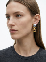 Chanel Logo Pendants Clip-On Earrings