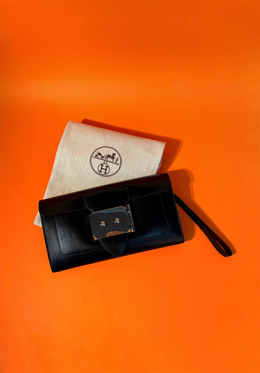 Hermès Goodlock Noir Chamonix Clutch