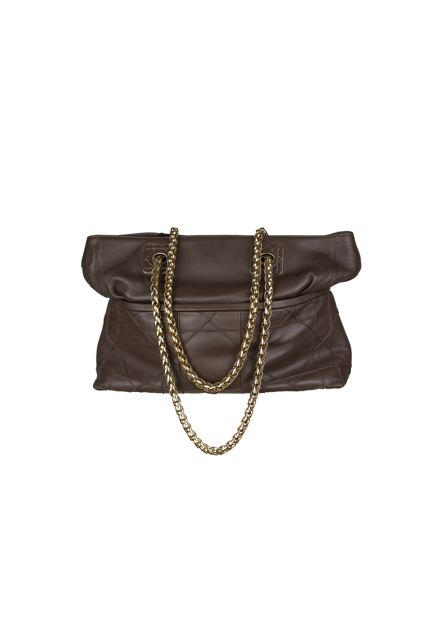 Dior Dark Brown Cannage Leather Granville Chain Link Tote