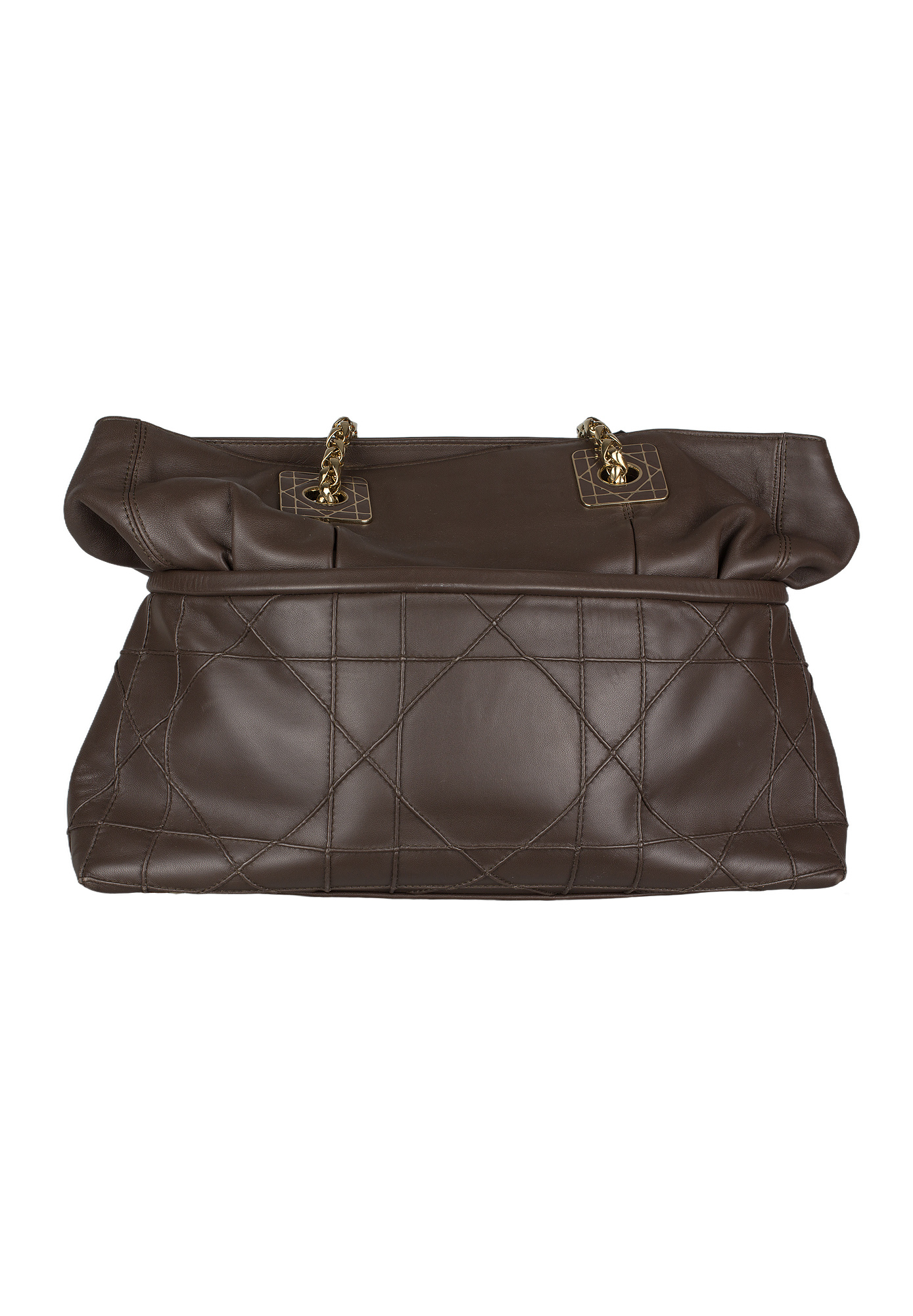 Dior Dark Brown Cannage Leather Granville Chain Link Tote