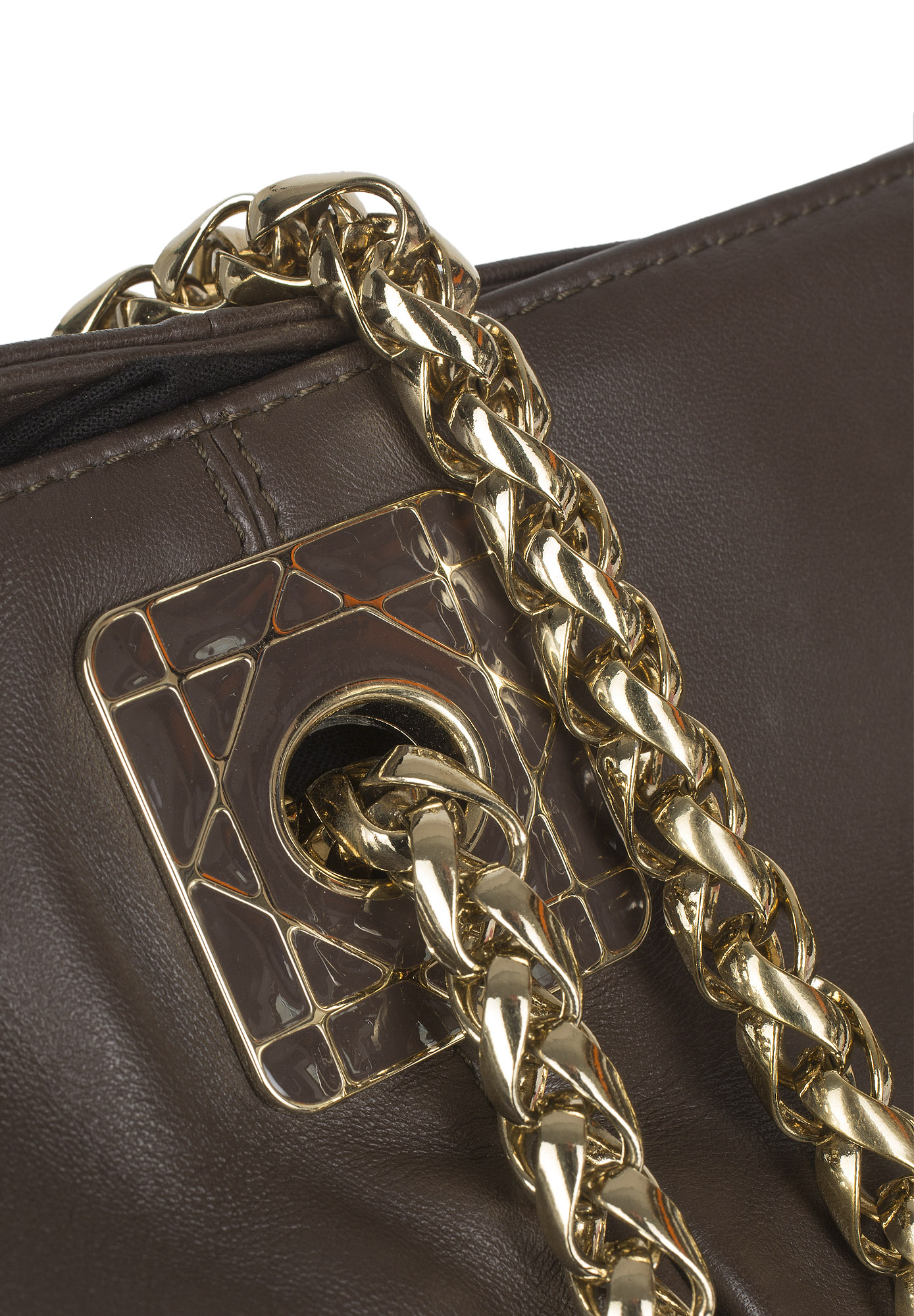 Dior Dark Brown Cannage Leather Granville Chain Link Tote