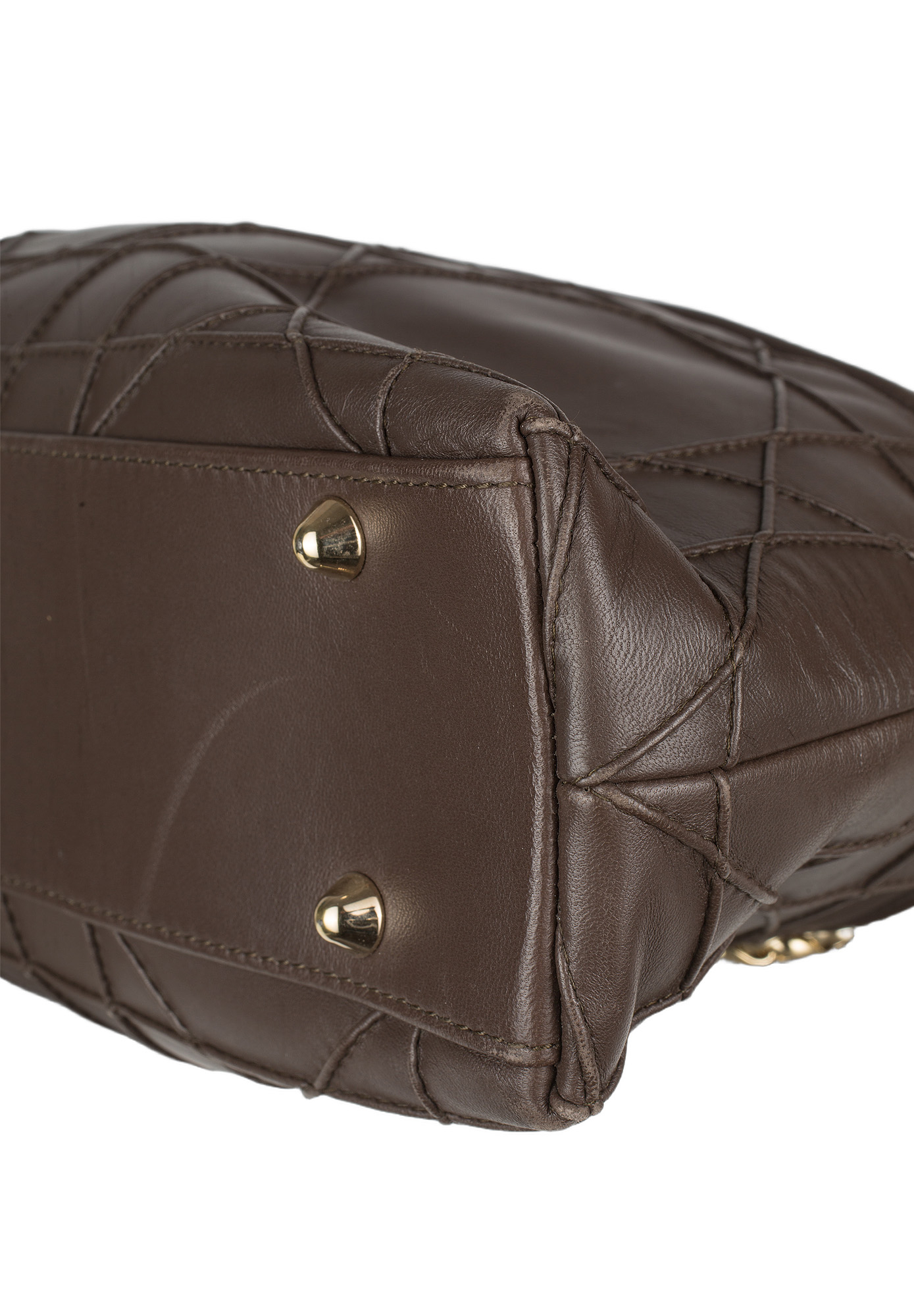 Dior Dark Brown Cannage Leather Granville Chain Link Tote